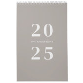 Calendrier Taupe minimaliste 2025 Nom de famille Photo (Protection)