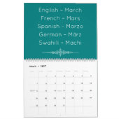 Calendrier Teal  Multilingual Calendar (Mar 2027)