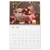 Calendrier Teddy Rose Basket Romantic Valentine Desk  (Mar 2026)
