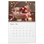 Calendrier Teddy Rose Basket Romantic Valentine Desk  (Feb 2026)