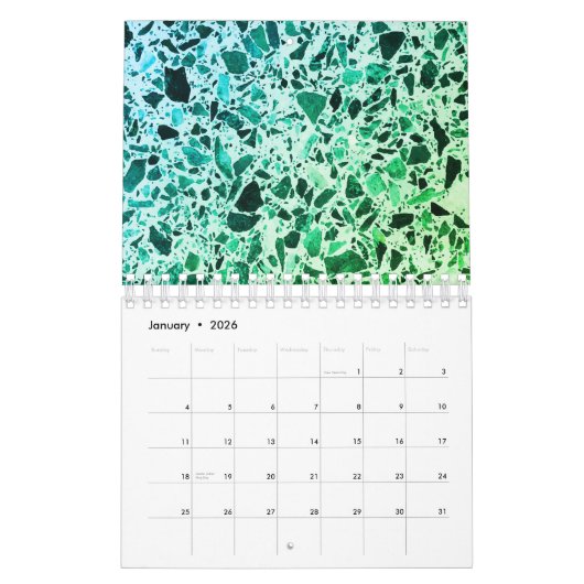 Calendrier Terrazzo vert (Jan 2026)