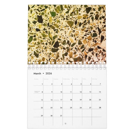 Calendrier Terrazzo vert (Mar 2026)