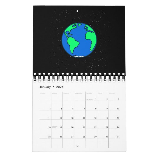 Calendrier Terre et espace (Jan 2026)