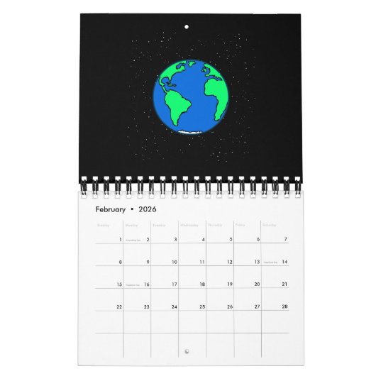 Calendrier Terre et espace (Feb 2026)