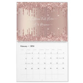 Calendrier texte personnalisé rose Parties scintil (Feb 2026)
