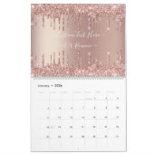Calendrier texte personnalisé rose Parties scintil (Jan 2026)