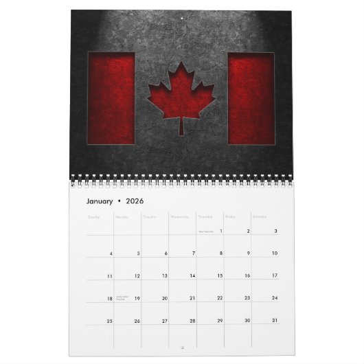 Calendrier Texture de la pierre du drapeau canadien (Jan 2026)