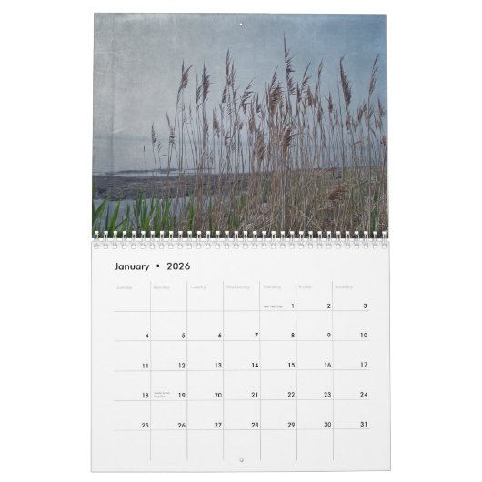 Calendrier - Textures côtières (Jan 2026)
