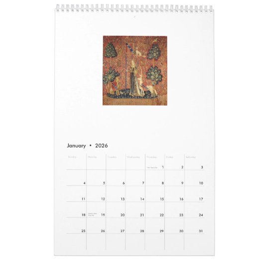 Calendrier The Unicorn in the art (Jan 2026)