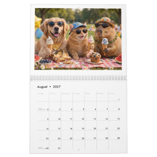Calendrier thématique animal 2027 (Aug 2027)