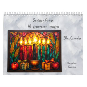 Calendrier Thème Kwanzaa de style vitrail pour décembre