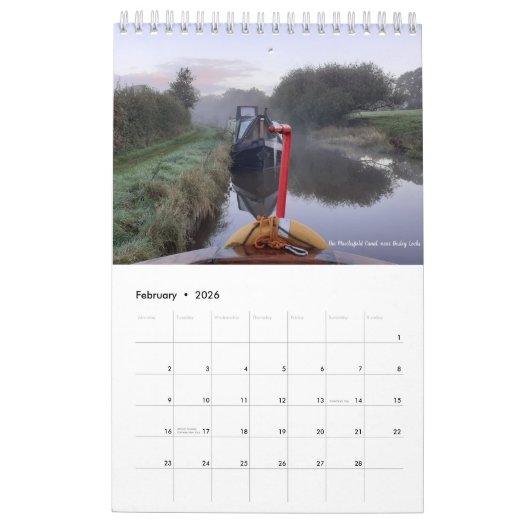 Calendrier Thème Narrowboat et canal 2024 (Feb 2026)