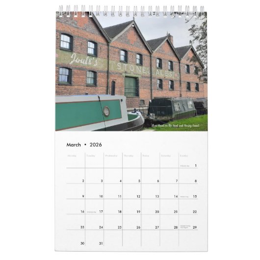 Calendrier Thème Narrowboat et canal 2024 (Mar 2026)
