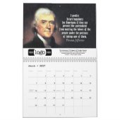 Calendrier Thomas Jefferson Cite Le Logo Professionnel Promot (Mar 2027)