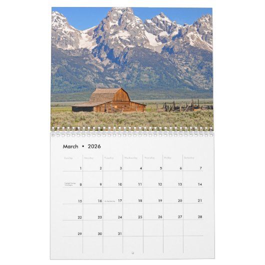 Calendrier Those Grand Tetons, a 12-Month 2026 Calendar (Mar 2026)