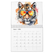Calendrier Tigres aquarelles (Mar 2026)