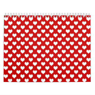 Calendrier Tissu à motif de cœur rouge et blanc