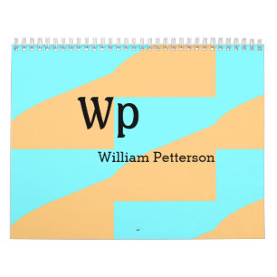Calendrier Titre de lettre de monogramme vert bleu pastel