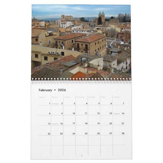 Calendrier Toledo, Espagne 2026 (Feb 2026)