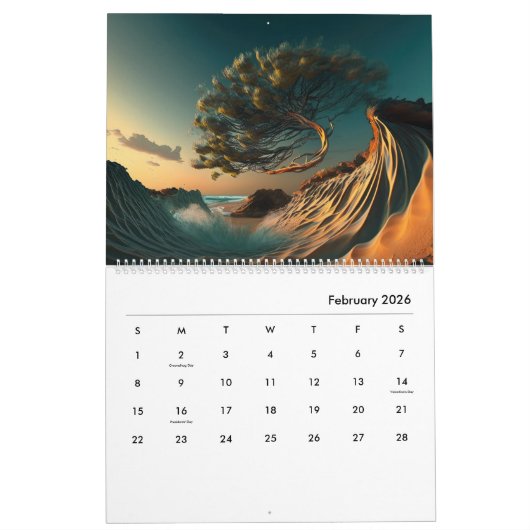 Calendrier Torrey Pines : Merveilles balayées par le vent (Feb 2026)