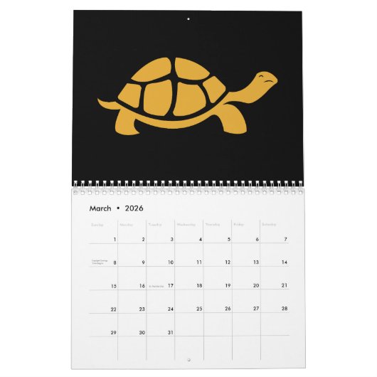 Calendrier Tortue multicolore (Mar 2026)