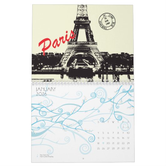Calendrier Tour Eiffel (Jan 2026)