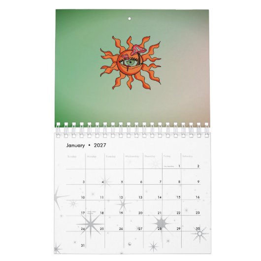 Calendrier Tous les rayons de champignons du soleil (Jan 2027)