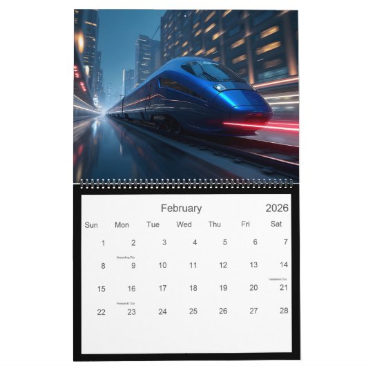 Calendrier Trains futuristes (Feb 2026)