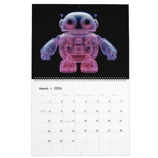 Calendrier Translucent Robots (Mar 2026)