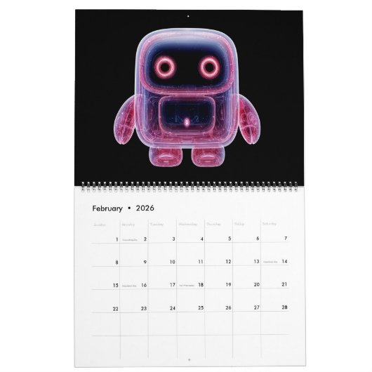 Calendrier Translucent Robots (Feb 2026)
