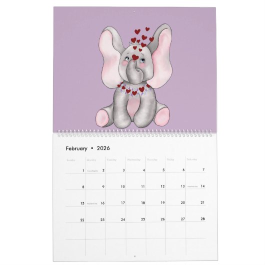 Calendrier Treize éléphants et une girafe (Feb 2026)