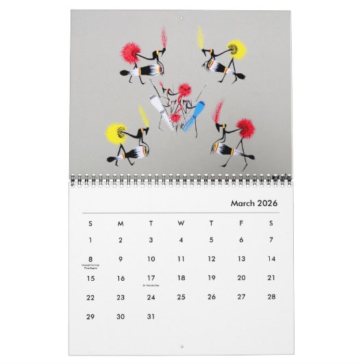 Calendrier tribal africain d'art (Mar 2026)