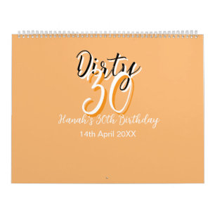Calendrier Triste trente orange blanc simple rétro annonce d'