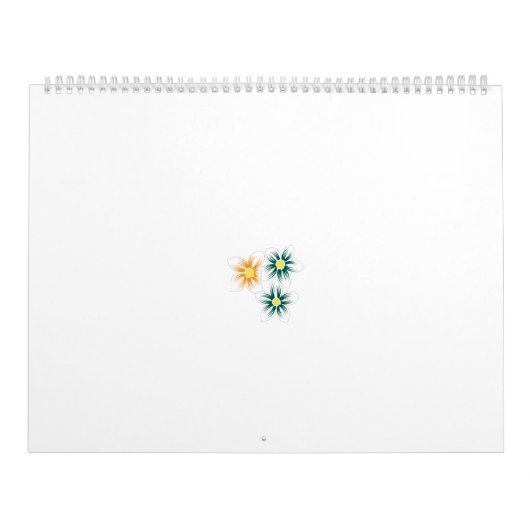 Calendrier trois fleurs aux pétales verts et oranges (Protection)