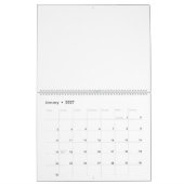 Calendrier trois fleurs aux pétales verts et oranges (Jan 2027)