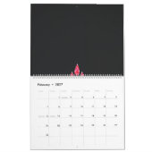 Calendrier Trois fleurs roses avec un arrière - plan noir (Feb 2027)