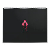 Calendrier Trois fleurs roses avec un arrière - plan noir (Protection)