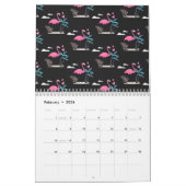 Calendrier Tropical Cute drôle d'aquarelle flamingo (Feb 2026)