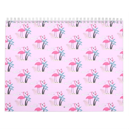 Calendrier Tropical Cute drôle d'aquarelle flamingo (Protection)