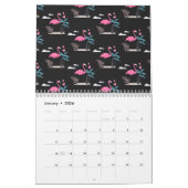 Calendrier Tropical Cute drôle d'aquarelle flamingo (Jan 2026)