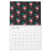 Calendrier Tropical Cute drôle d'aquarelle flamingo motif Ca (Mar 2026)