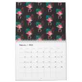 Calendrier Tropical Cute drôle d'aquarelle flamingo motif Ca (Feb 2026)