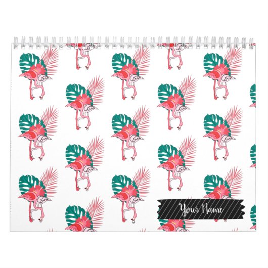 Calendrier Tropical Cute drôle d'aquarelle flamingo motif Ca (Protection)