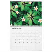 Calendrier Tropical plumeria lush forest (Feb 2026)