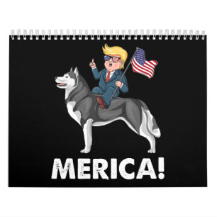 Calendrier Trump Merica Siberian Husky Dog American Hercule