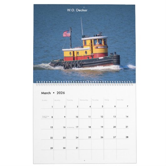 Calendrier Tugs sur la rivière Hudson lumière de circulation  (Mar 2026)