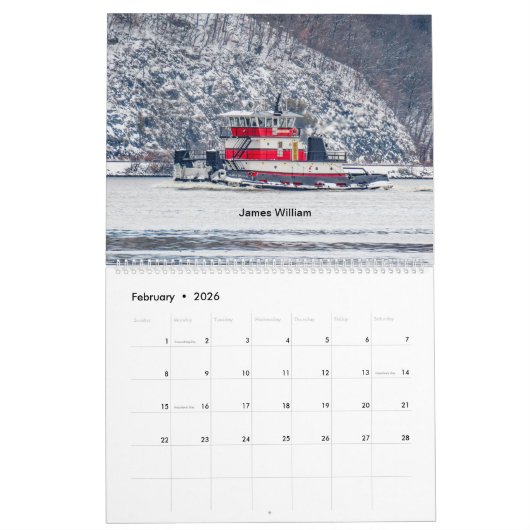 Calendrier Tugs sur la rivière Hudson lumière de circulation  (Feb 2026)