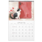 Calendrier Tuxedo Cat Calendar 2026 - Black and White Cat Art (Feb 2026)