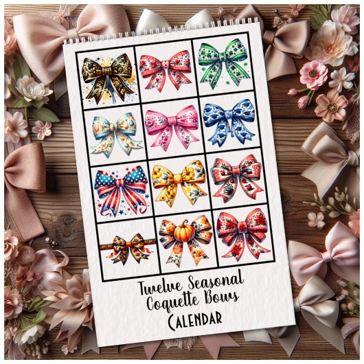 Calendrier Twelve Seasonal Coquette Bows Calendar