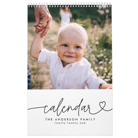 Calendrier Typographie de script girly moderne minimum multi  (Protection)